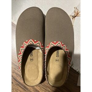 New Cushionaire Swiss Knit Molded Footbed Cork Clog Brown Womens Size 8W